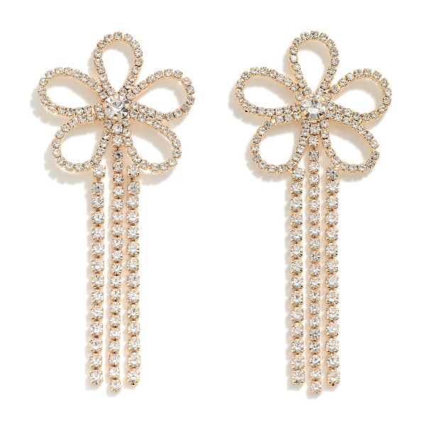 Wholesale rhinestone Flower Drop Earrings Waterfall Rhinestone Tassels L