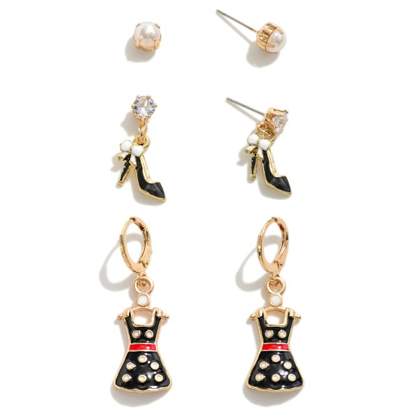 Wholesale set Earrings Pearl Stud Enamel Shoe Dress Drop Earrings L