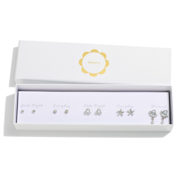 Wholesale set Silver Earrings Heart Star Flower Designs L