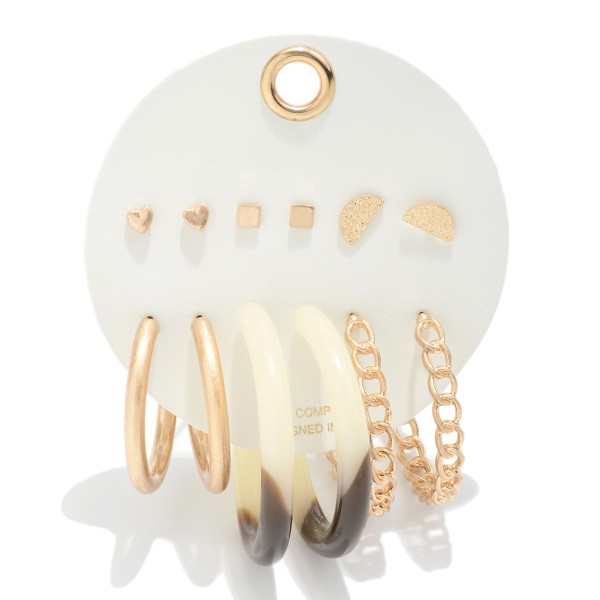 Wholesale set Six Earrings Gold Accents Set Studs L Set Hoops Diameter