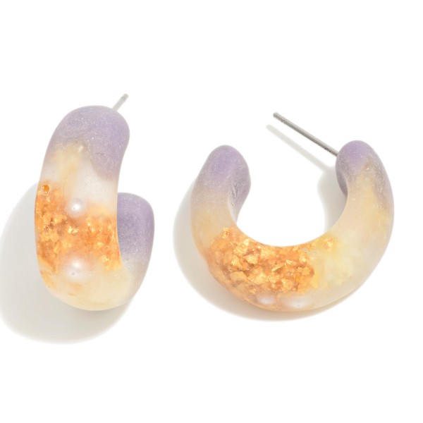 Wholesale resin Drop Hoop Gold Flake Detail L