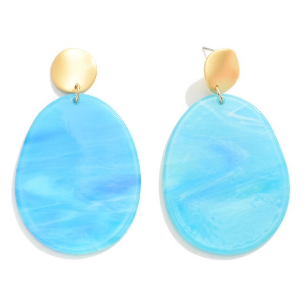 Marbled Resin Drop Earrings With Gold Detail 

- Approximately 2.5" L