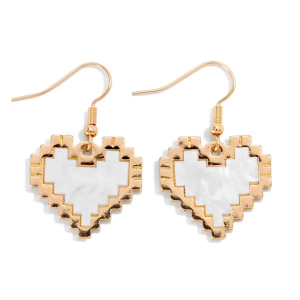 Pearlescent 8-Bit Digital Heart Drop Earrings

- Approximately 1.5" L