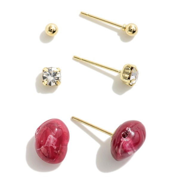 Wholesale earring Set Studs Stone Rhinestone Gold Studs L Set Earrings Handmade