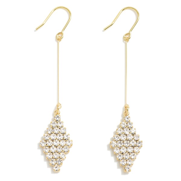 Wholesale dainty Drop Earrings Diamond Rhinestone Detail L Gold K Gold Dipped Si
