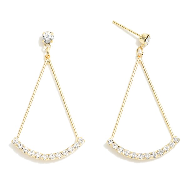 Wholesale dainty Metal Teardrop Earrings Rhinestone Details L Handmade Korea Gol