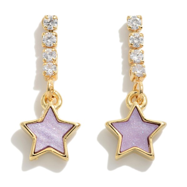 Wholesale waterfall Rhinestone Drop Earring Star Pendant L K Gold Dipped Handmad
