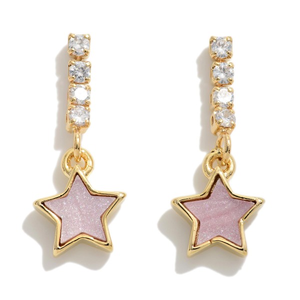 Wholesale waterfall Rhinestone Drop Earring Star Pendant L K Gold Dipped Handmad