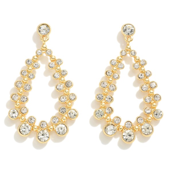 Rhinestone Studded Teardrop Earrings

- Approximately 2" L