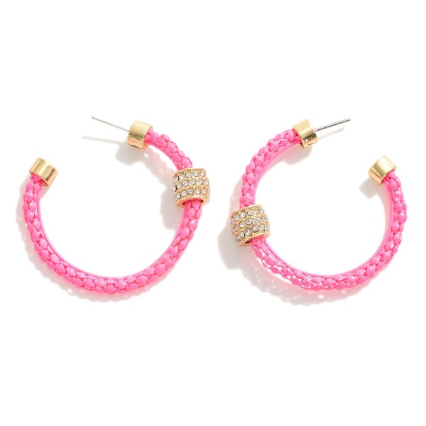 Wholesale metal Popcorn Chain Hoop Earrings Rhinestone Cuff Accents Diameter