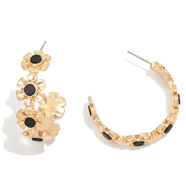 Wholesale wood Flower Drop Hoop Earrings L