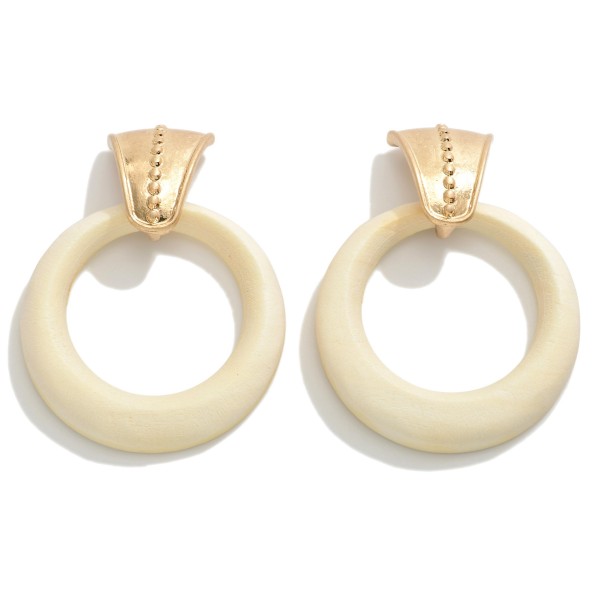 Wood Drop Hoop Earrings With Gold Drop Detail

- Approximately 1.75" L