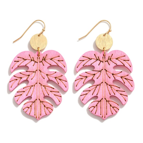 Wholesale wood Leaf Cut Drop Earrings L