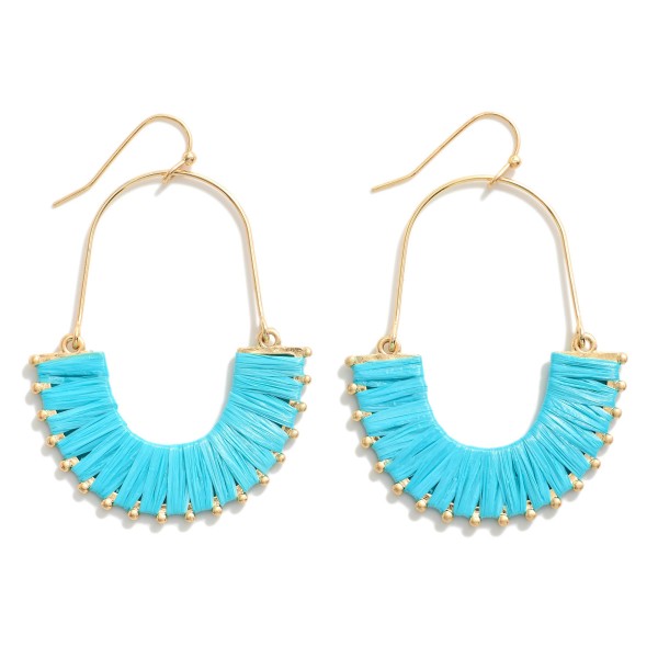 Raffia Accented Gold Tone Drop Earrings

- Approximately 2" L