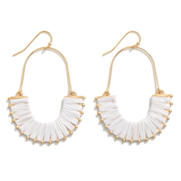 Raffia Accented Gold Tone Drop Earrings

- Approximately 2" L