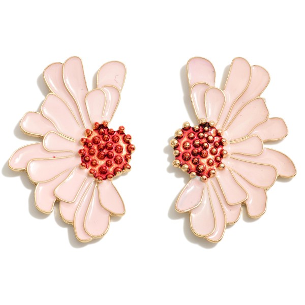 Enamel Flower Post Drop Earrings

- Approximately 2" L