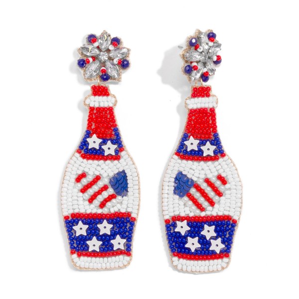 Americana Holiday Drink Bottle With Rhinestone Firework Post 

- Approximately 3.25" L