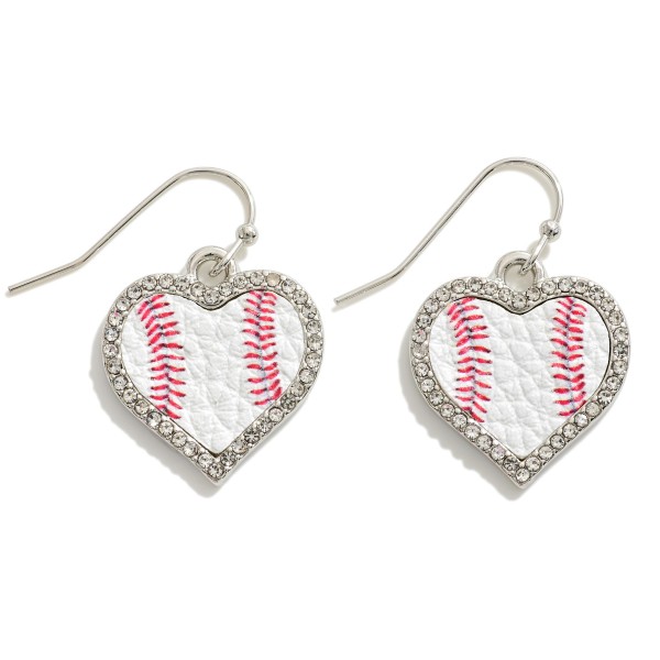 Wholesale leather Cut Sports Heart Drop Earring Rhinestone Border L