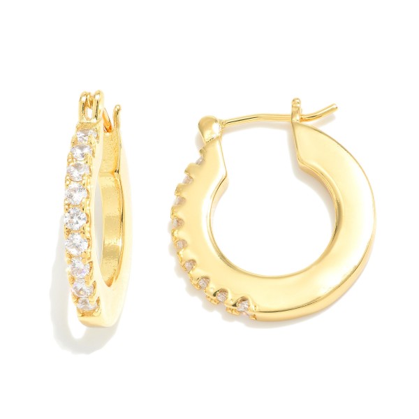Wholesale k Gold Dipped Huggie Hoop Earrings Cubic Zirconia Accents Brass Base