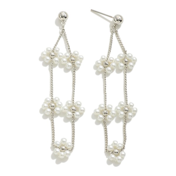 Floral Pearl Drop Earrings with Gold Accents

- Approximately 2.5" L