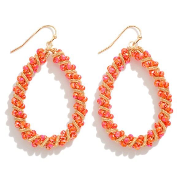Wholesale teardrop Earring Intertwined Coil Spring Glass Beads L