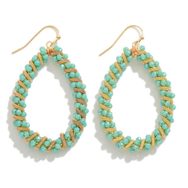 Wholesale teardrop Earring Intertwined Coil Spring Glass Beads L