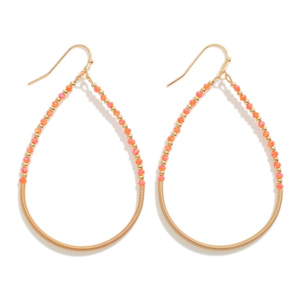 Wholesale teardrop Earring Wrapped Metal Beaded Details L