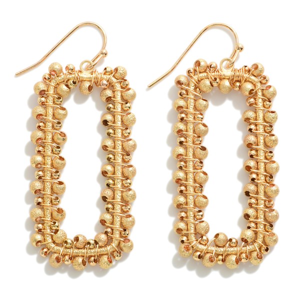 Wholesale metal Glitter Rectangle Drop Earrings Wired Beads L