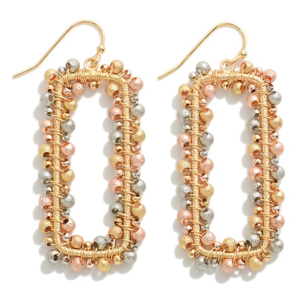 Wholesale metal Glitter Rectangle Drop Earrings Wired Beads L