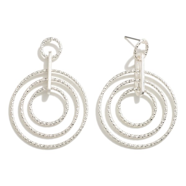 Wholesale linked Textured Metal Hoops Drop Earrings L