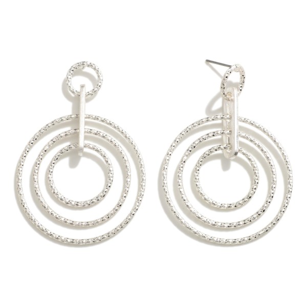 Linked Textured Metal Hoops Drop Earrings

- Approximately 2.25" L