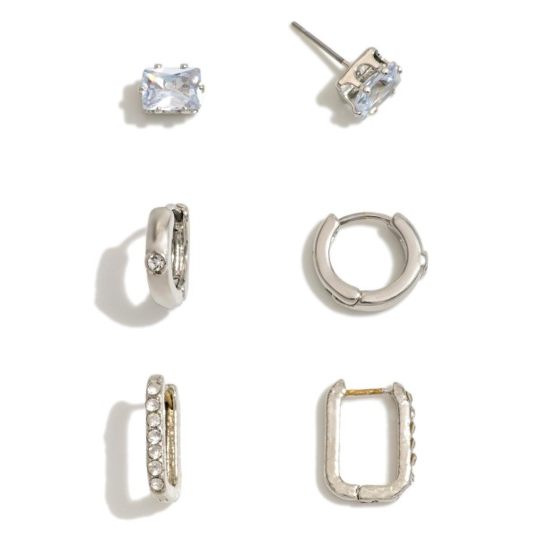 Wholesale set Rhinestone Earrings Hinged Huggie Hoop Rhinestone Studs L