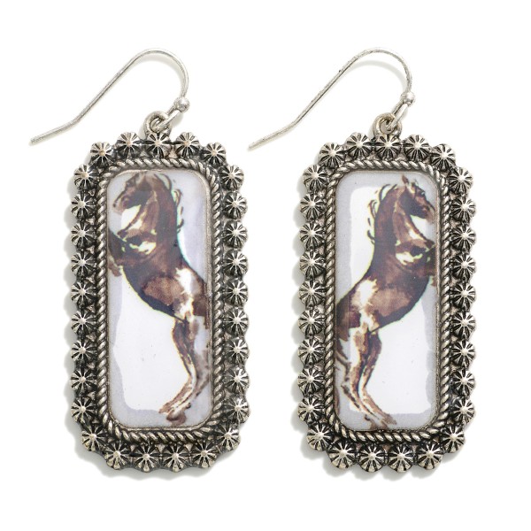 Square Western Drop Earrings With Resin Image Inlay

- Approximately 1.75" L