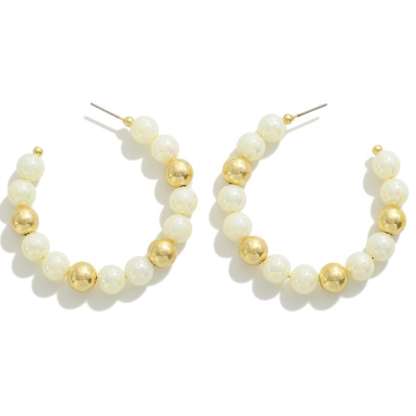 Wholesale iridescent Beaded Drop Hoop Earrings L