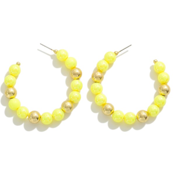 Wholesale iridescent Beaded Drop Hoop Earrings L