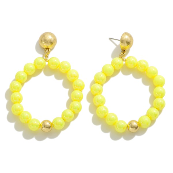 Wholesale pearlescent Solid Color Beaded Hoop Drop Earrings L
