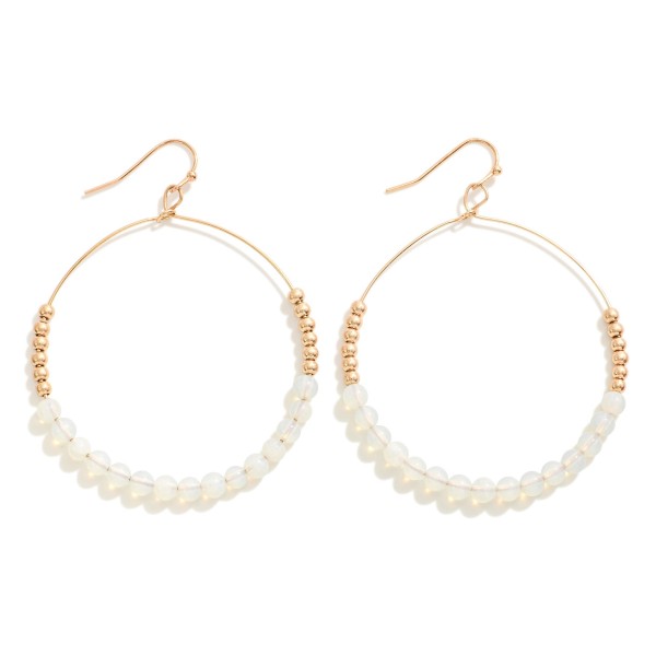 Gold Tone Circular Drop Earrings Featuring Stone & Gold Beaded Details

- Approximately 2.25" L