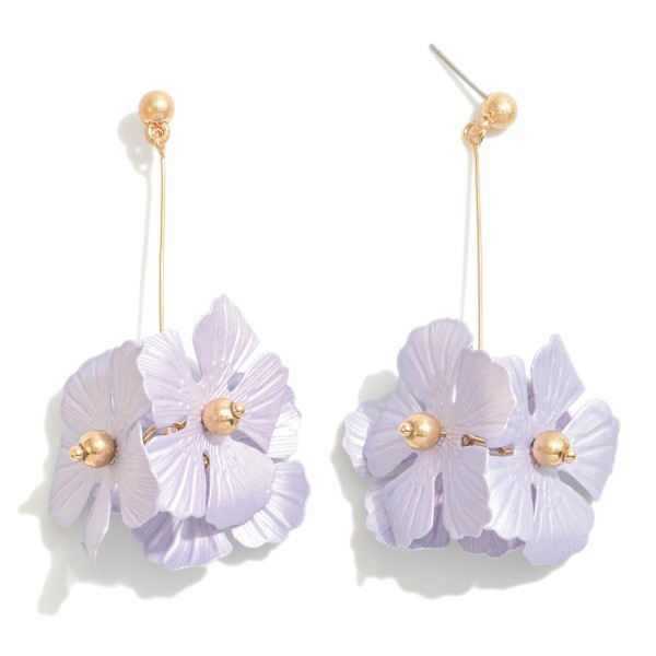 Wholesale dainty Straight Drop Earrings Metal Flower Drop L