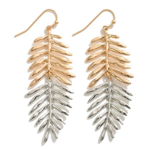 Wholesale metal Layered Leaf Drop Earrings L