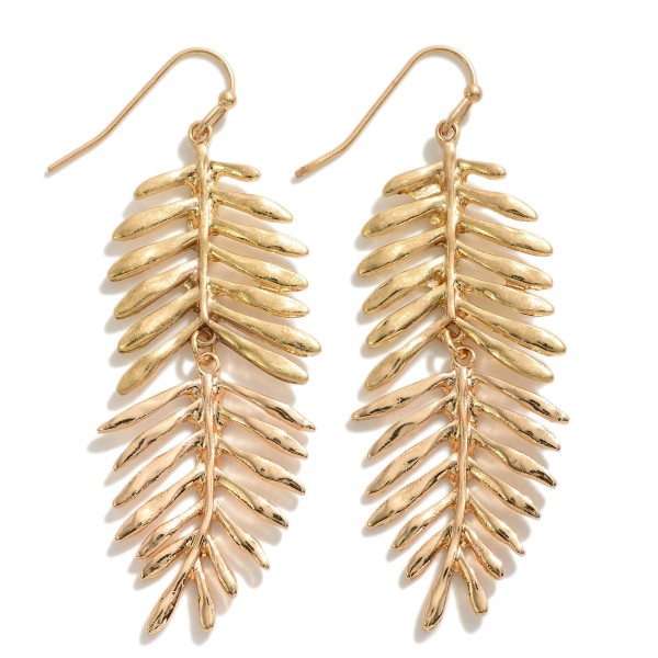 Wholesale metal Layered Leaf Drop Earrings L