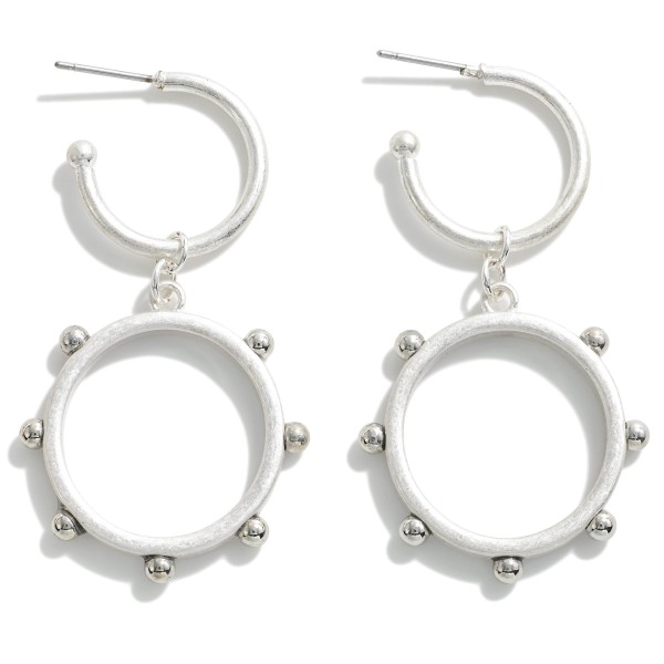 Worn Linked Circular Drop Earring With Fixed Bead Detail

- Approximately 2" L