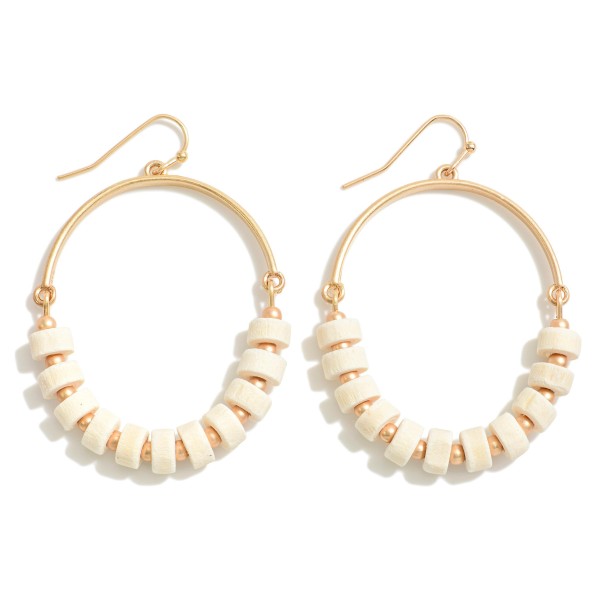 Wholesale gold Drop Earrings Wood Beaded Accent L