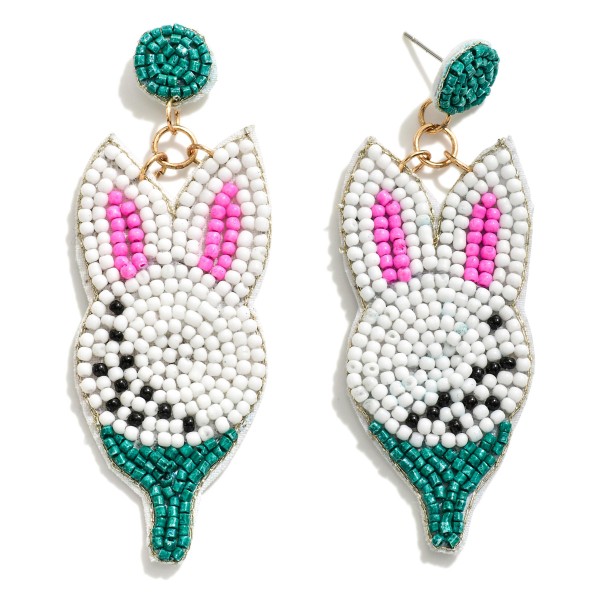 Bunny Ear Golf Ball & Tee Seed Beaded Drop Earrings

- Approximately 2.5" L