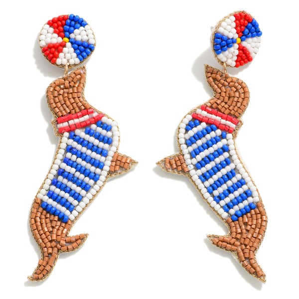 Wholesale seed Beaded Seal Ball Drop Earrings L