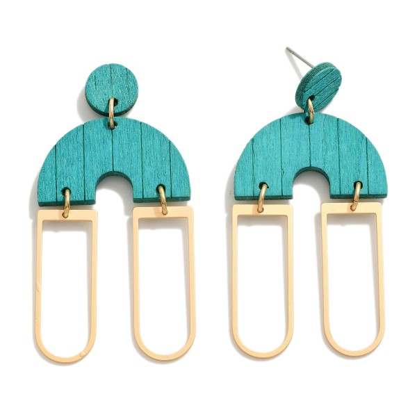 Wholesale wood Arch Drop Earrings Gold Geometric Dangle Details L