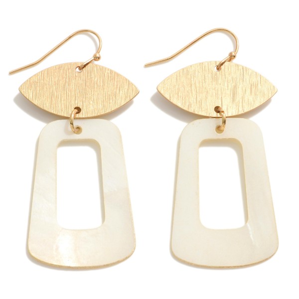 Wholesale rectangle Resin Drop Earring Gold Accents L