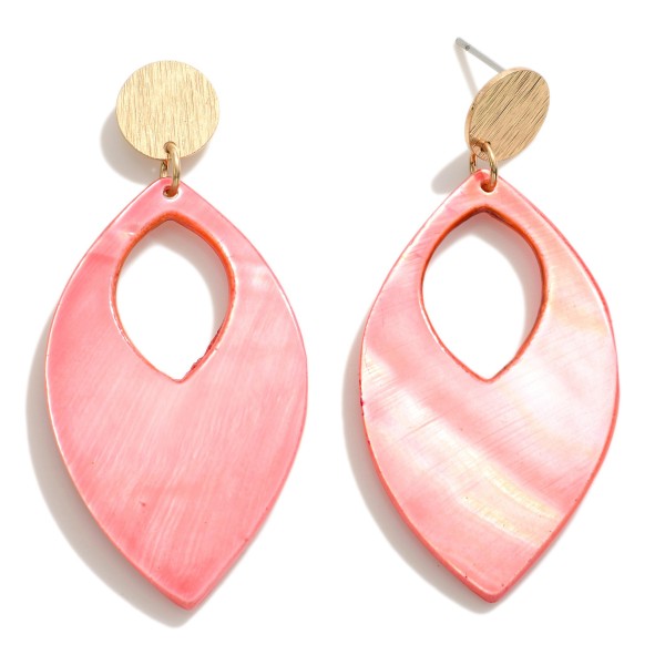 Teardrop Shell Earrings With Gold Tone Post 

- Approximately 1.75" L