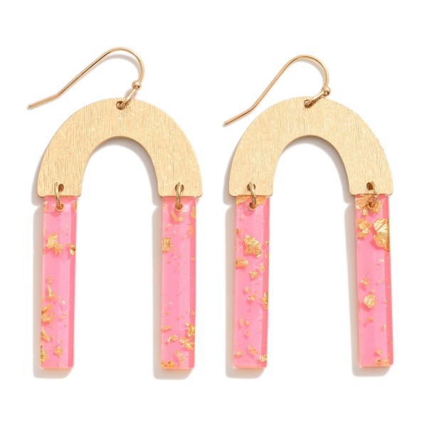 Wholesale textured Gold Arch Gold Inlay Resin Dangle L