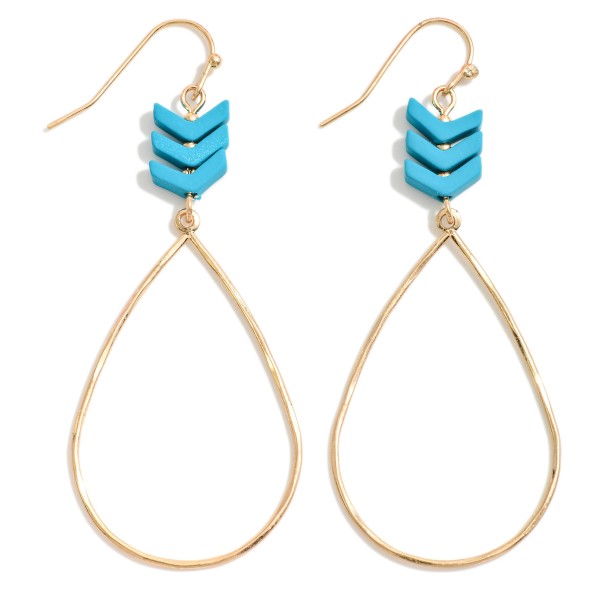Wholesale dainty Gold Teardrop Earrings Wood Chevron Details L