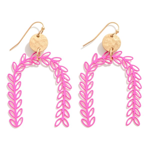 Leaf Arch Drop Earrings With Gold Tone Post

- Approximately 2" L